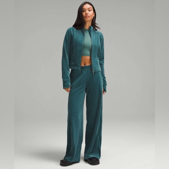 Lululemon Scuba Track Jacket *Velvet Cord in Storm Teal Size 2 - Picture 6 of 9